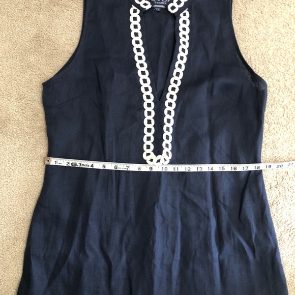 Sail to Sable Maxi Dress High Neck Slit Embroidered Navy - Picture 13 of 14